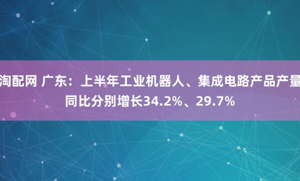 淘配网 广东：上半年工业机器人、集成电路产品产量同比分别增长34.2%、29.7%