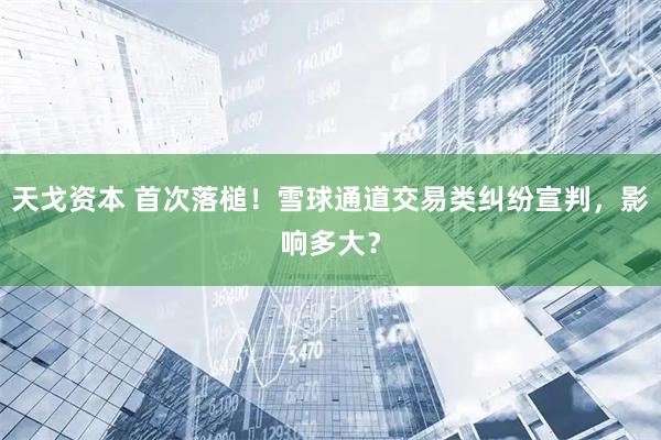 天戈资本 首次落槌！雪球通道交易类纠纷宣判，影响多大？